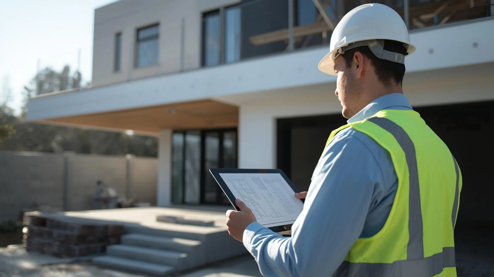 מפקח בניה בודק איכות עבודה